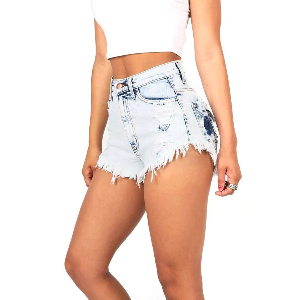 Distressed Denim Shorts Kawaii Stop