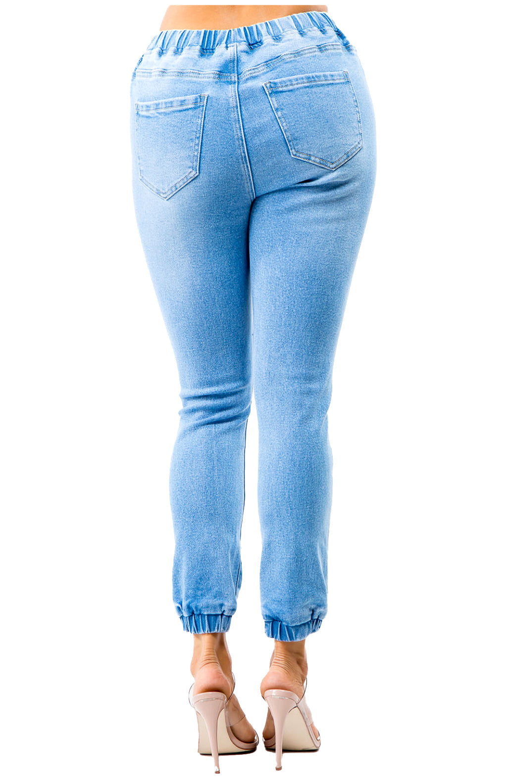 Denim Drawstring High Waisted Front Distressed Joggers The House of Stylez