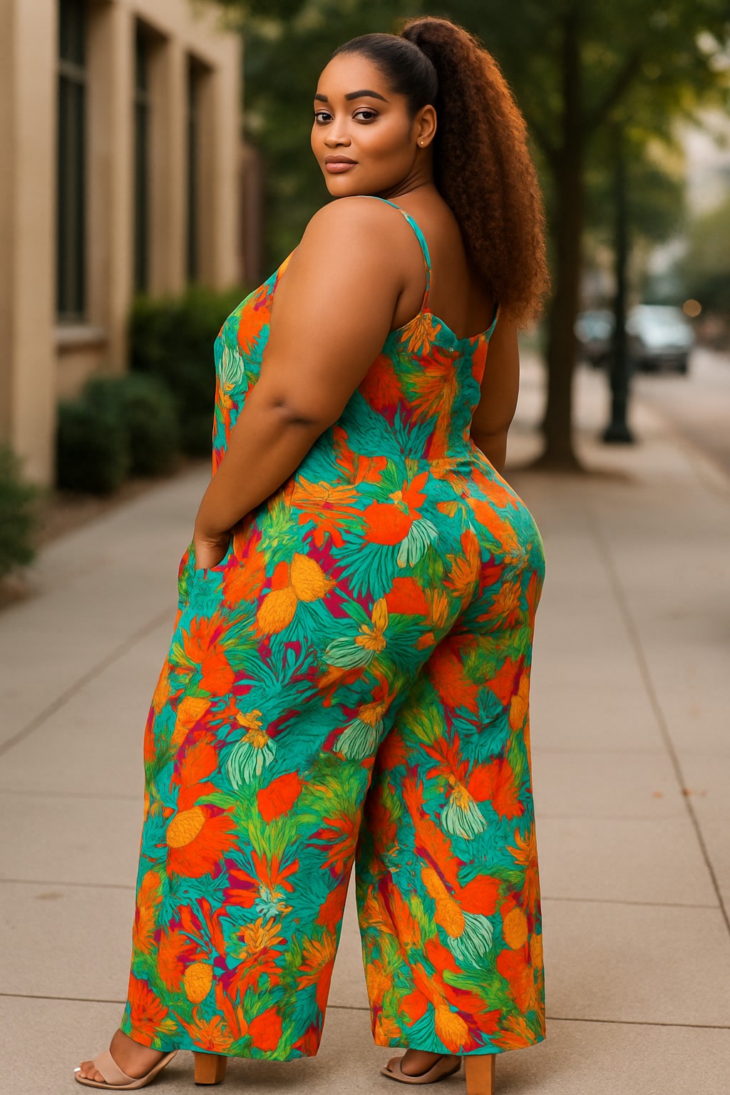 The Jenna Multi Print Jumpsuit - Plus Size Fasheabe