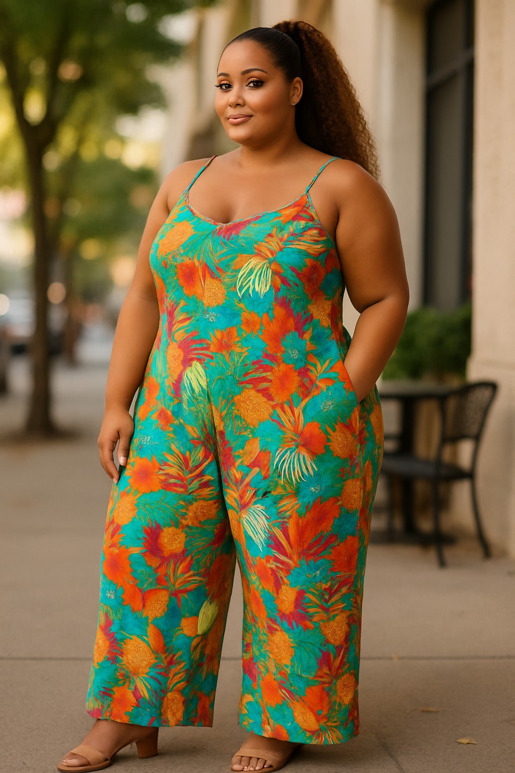 The Jenna Multi Print Jumpsuit - Plus Size Fasheabe