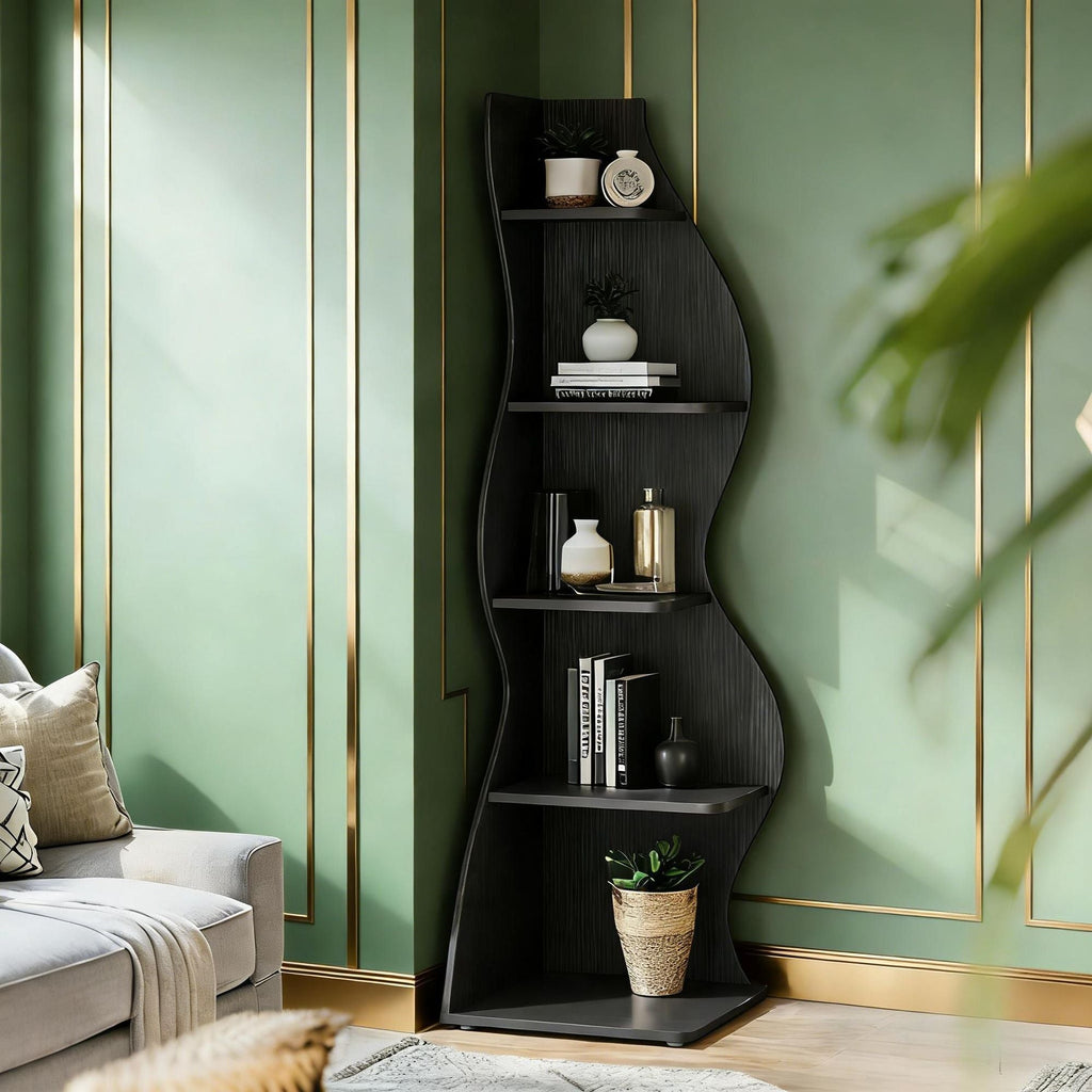 Modern Wall Corner Bookshelf Bookcase Berry Charmz