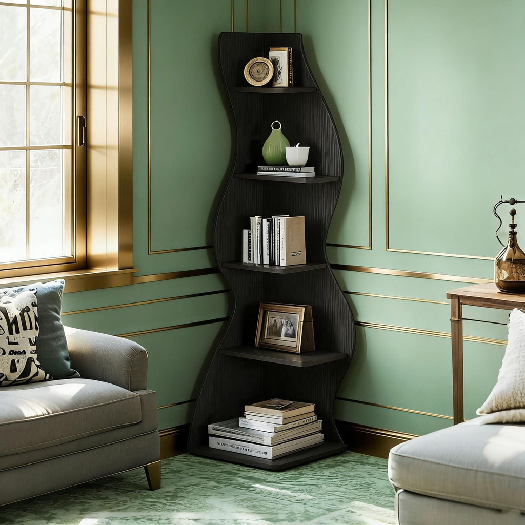Modern Wall Corner Bookshelf Bookcase Berry Charmz