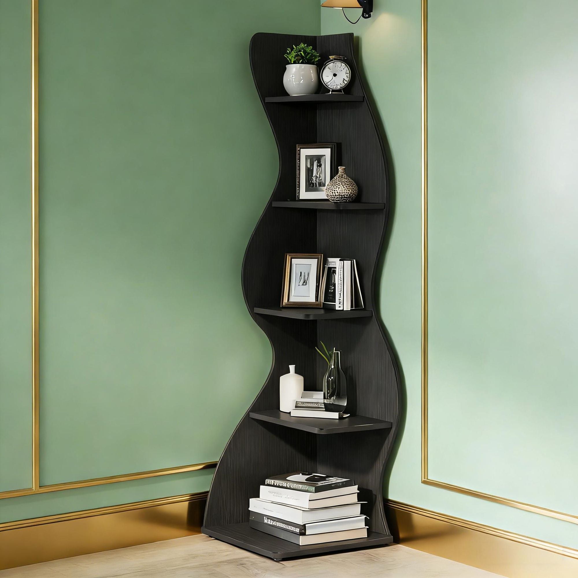 Modern Wall Corner Bookshelf Bookcase Berry Charmz