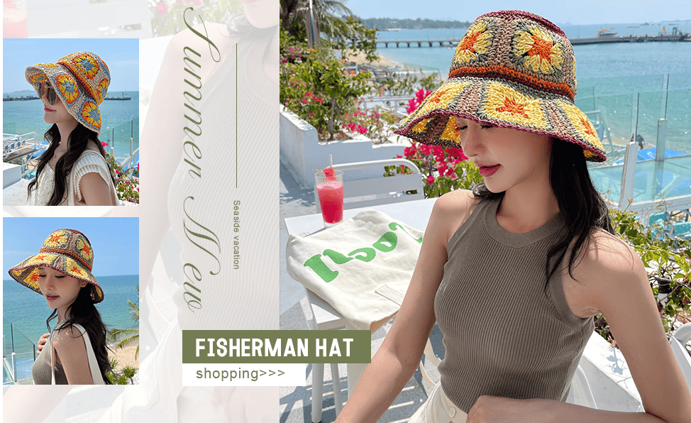 Women's Straw Sun Hat Floral Woven Bucket Hat Fishing Hat Beach Hat Hand Woven Foldable Cap Berry Charmz