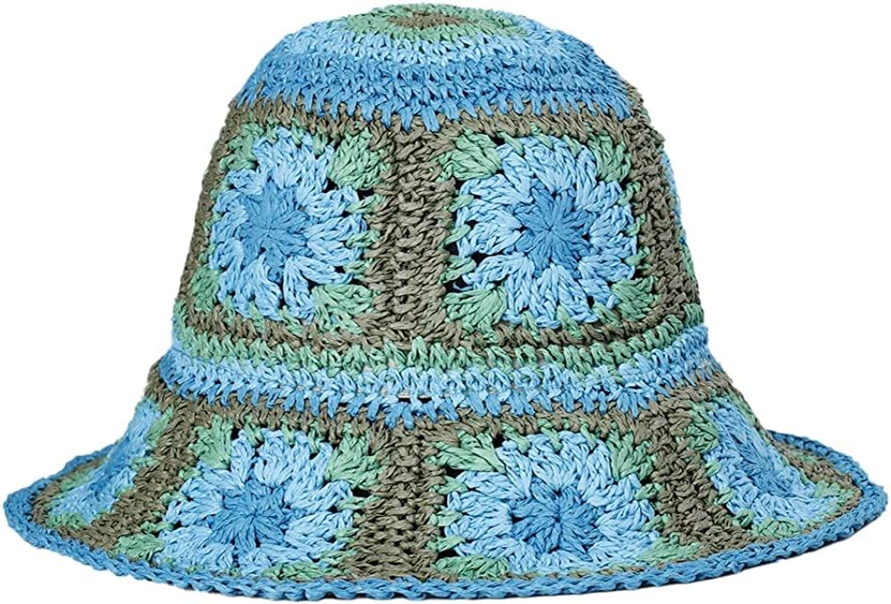 Women's Straw Sun Hat Floral Woven Bucket Hat Fishing Hat Beach Hat Hand Woven Foldable Cap Berry Charmz