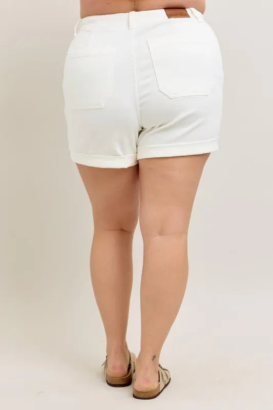 Judy Blue Full Size High Waist Cuff Denim Shorts Plus Size Selvanelle