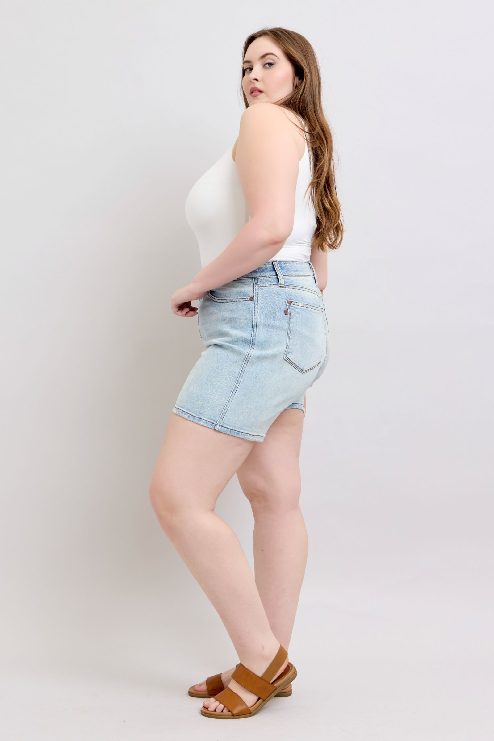 Judy Blue Plus Size Denim Shorts With Pockets 2 Button Closure Durable Comfort For Women Coco’s Tee Boutique