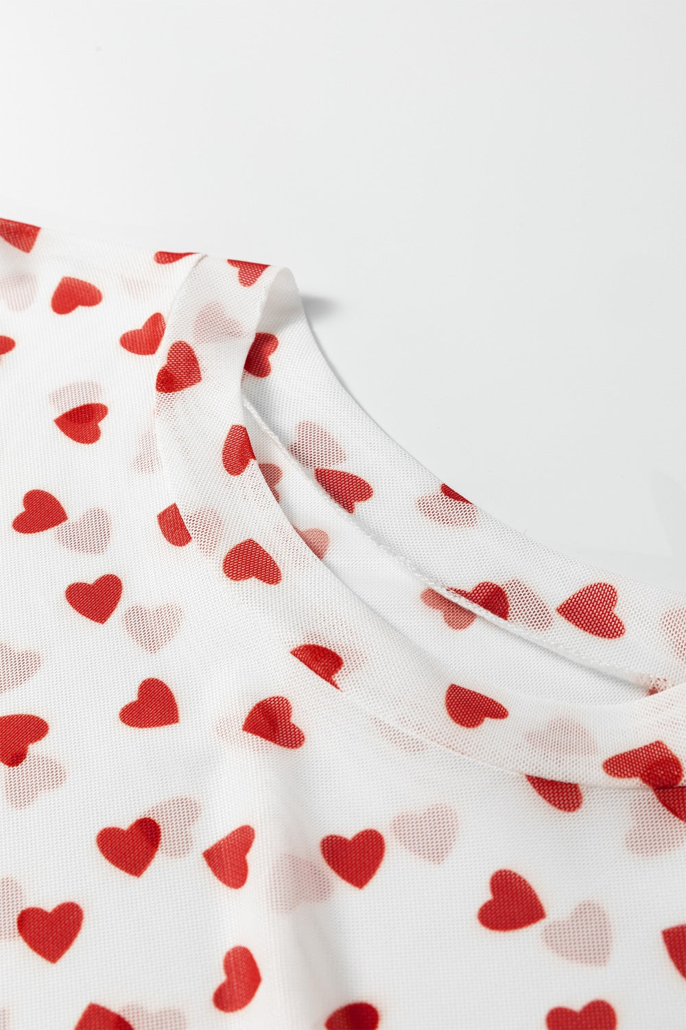 Sheer Heart Print Fitted Top Shopimist