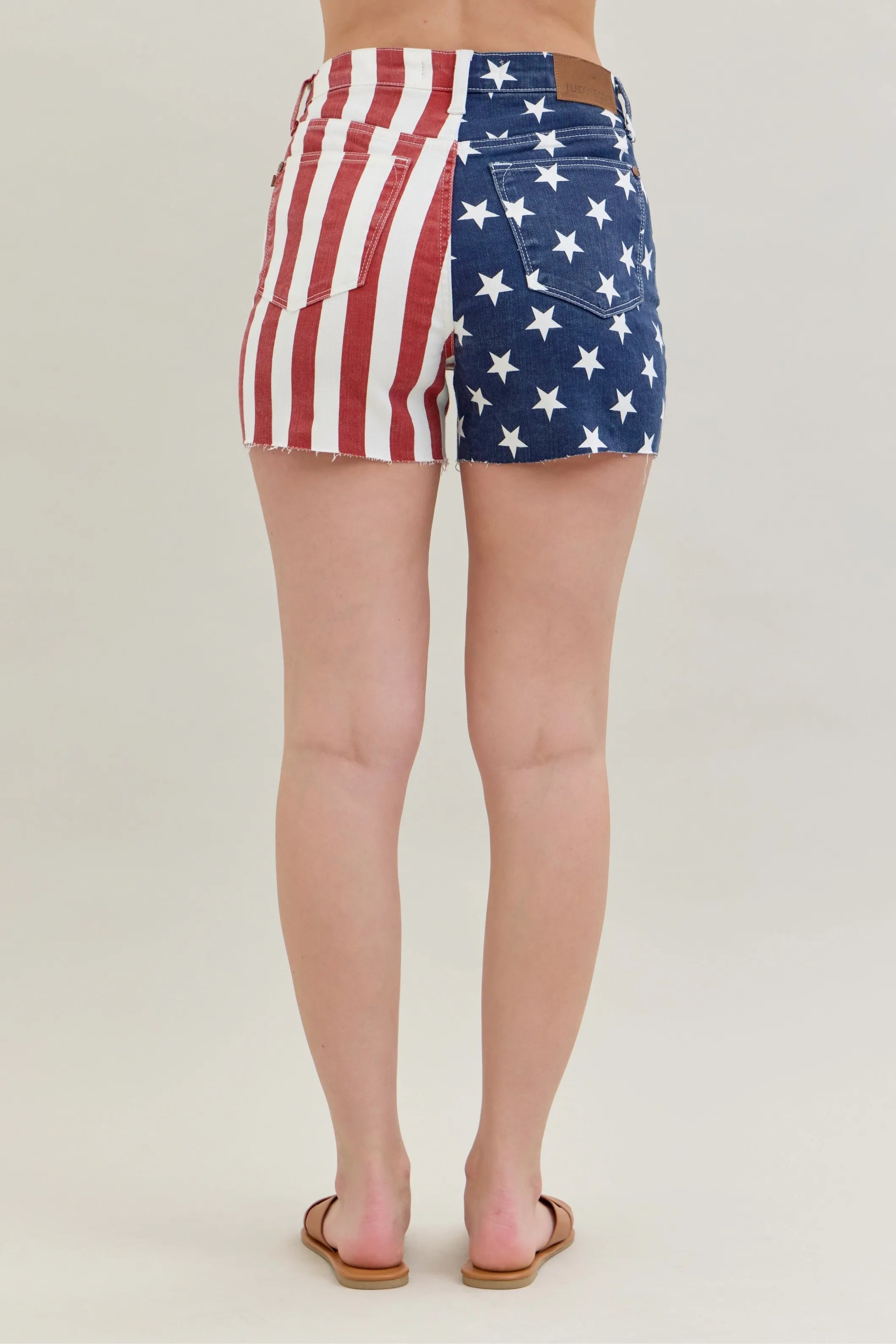 Judy Blue Full Size High Waist Americana Flag Fray Hem Shorts Plus Size Creative Chaos Boutique