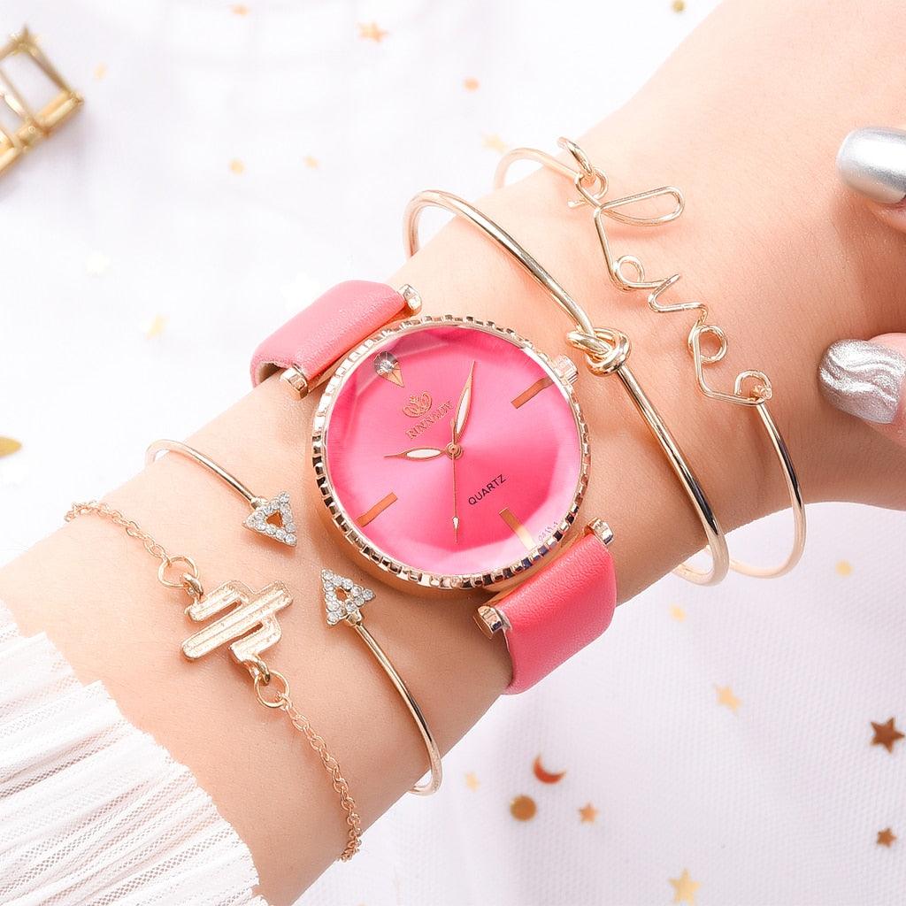 Elegant Style Fashion Womens Watch Luxury Leather Band Analog Quartz Wrist Watch Women Dress Leather Band Thin Minimalist Casual Simple Dress Analog Quartz Wristwatch Stevvex