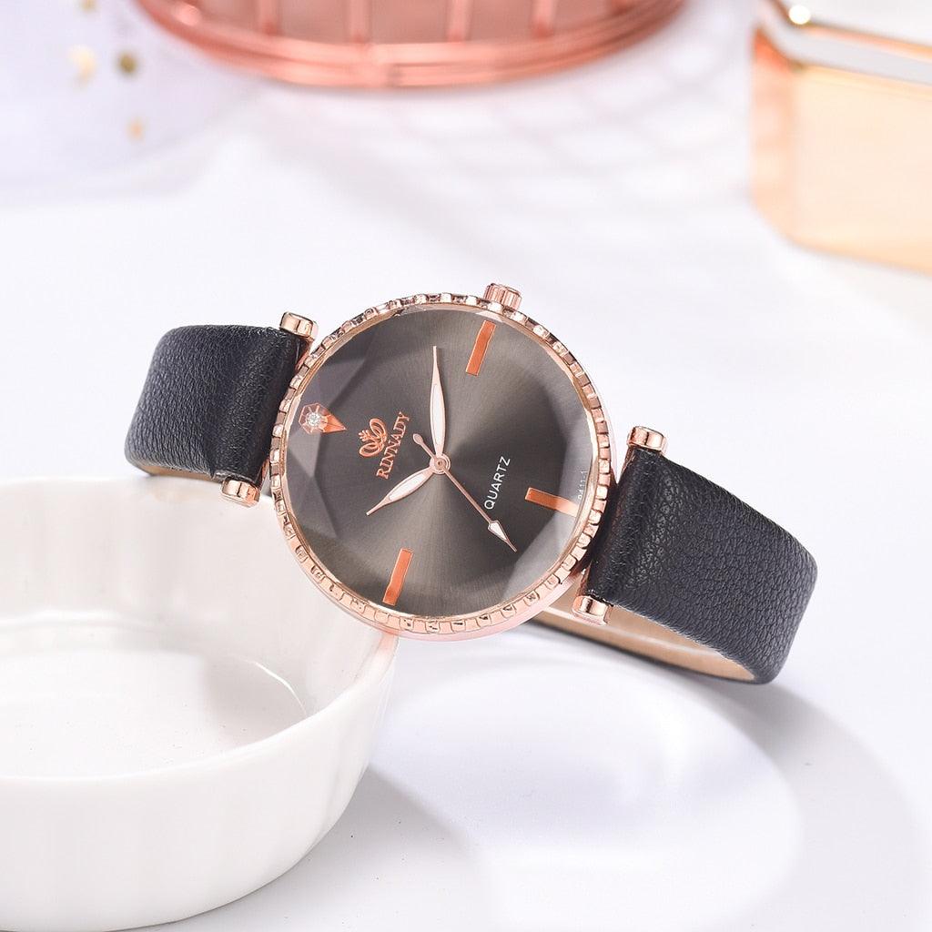 Elegant Style Fashion Womens Watch Luxury Leather Band Analog Quartz Wrist Watch Women Dress Leather Band Thin Minimalist Casual Simple Dress Analog Quartz Wristwatch Stevvex