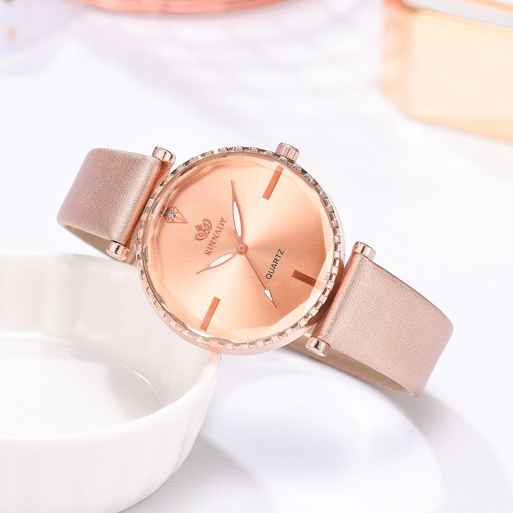Elegant Style Fashion Womens Watch Luxury Leather Band Analog Quartz Wrist Watch Women Dress Leather Band Thin Minimalist Casual Simple Dress Analog Quartz Wristwatch Stevvex