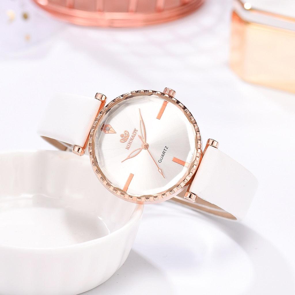 Elegant Style Fashion Womens Watch Luxury Leather Band Analog Quartz Wrist Watch Women Dress Leather Band Thin Minimalist Casual Simple Dress Analog Quartz Wristwatch Stevvex