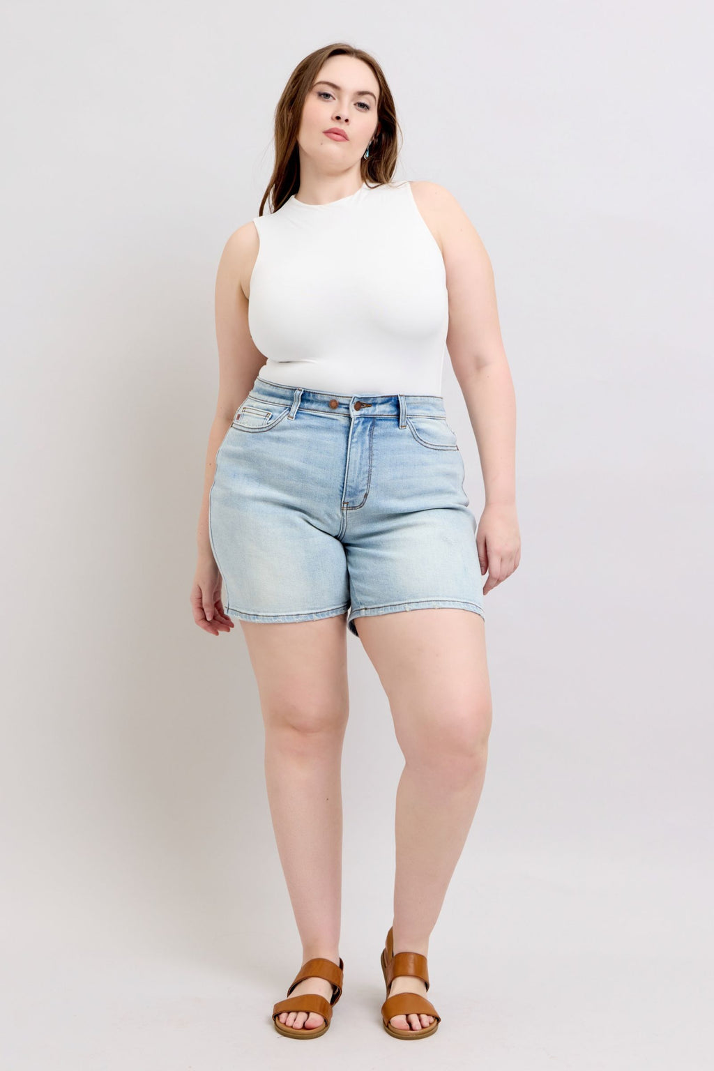 Judy Blue Plus Size Denim Shorts With Pockets 2 Button Closure Durable Comfort For Women Coco’s Tee Boutique