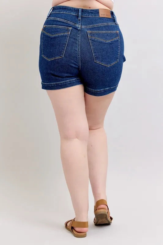 Judy Blue Full Size High Waist Tummy Control Denim Shorts Plus Size Berry Charmz