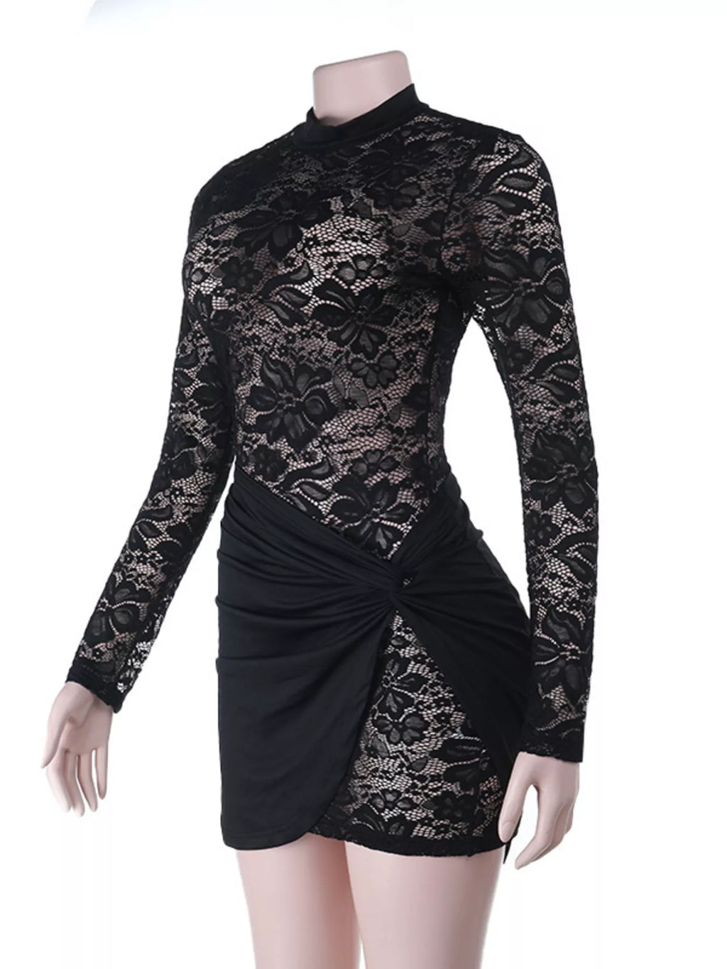 Lace Long Sleeve Bodycon Mini Dress Simply Love
