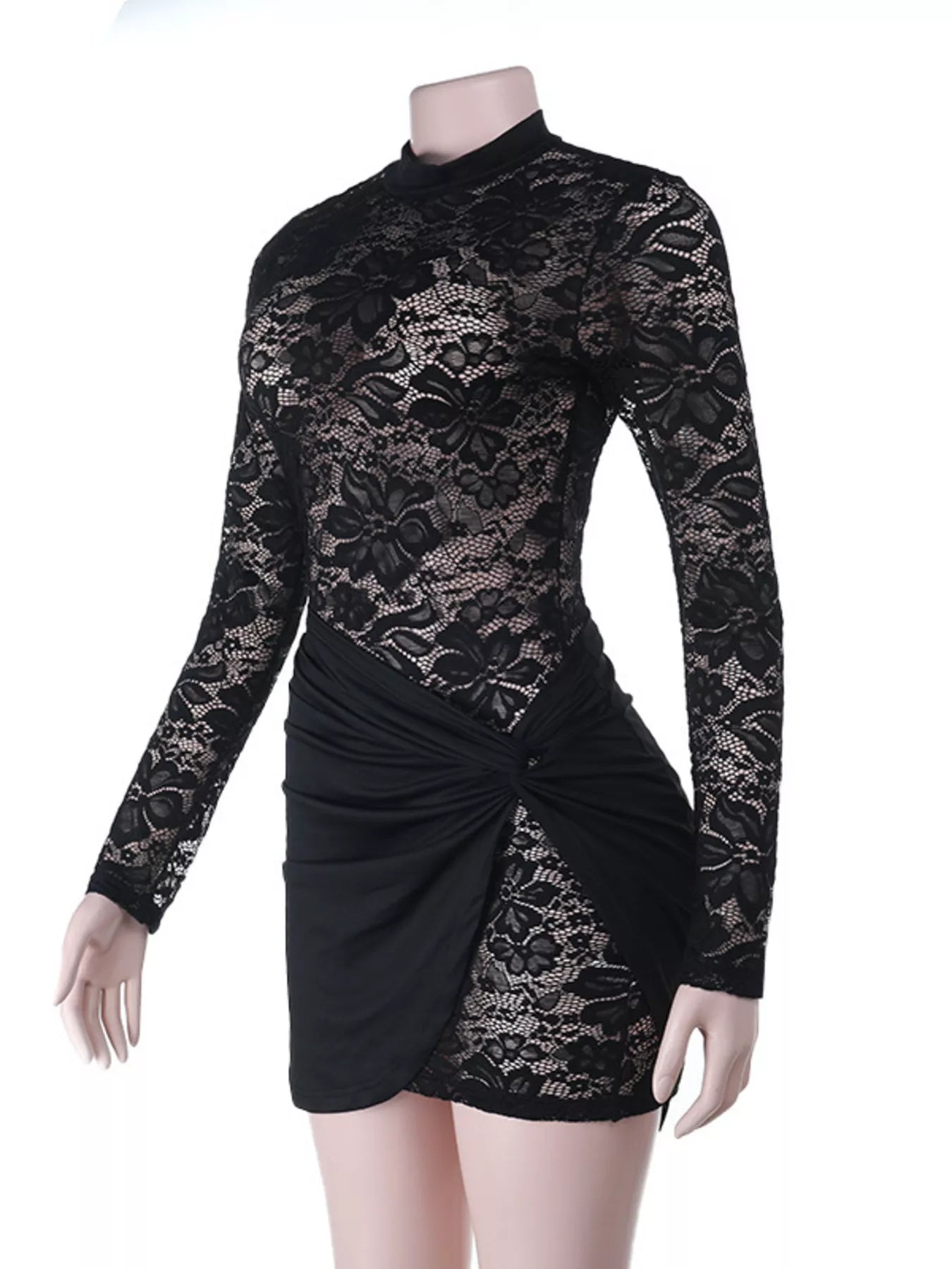 Lace Long Sleeve Bodycon Mini Dress Simply Love