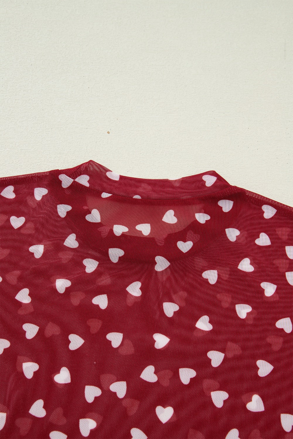Sheer Heart Print Fitted Top Shopimist