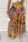 Blissful Views Printed Ruffled High Low Skirt Fasheabe