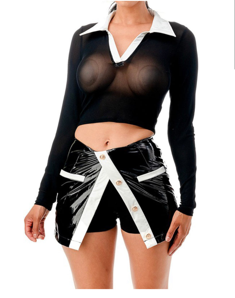 Black & White Mesh Top & Shorts Set S&E Retail Expo