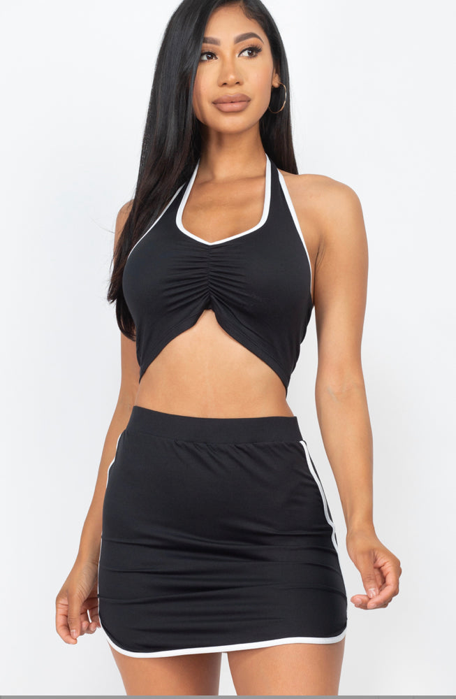 Halter Neck Cropped Top & Mini Skirt Casual Set S&E Retail Expo