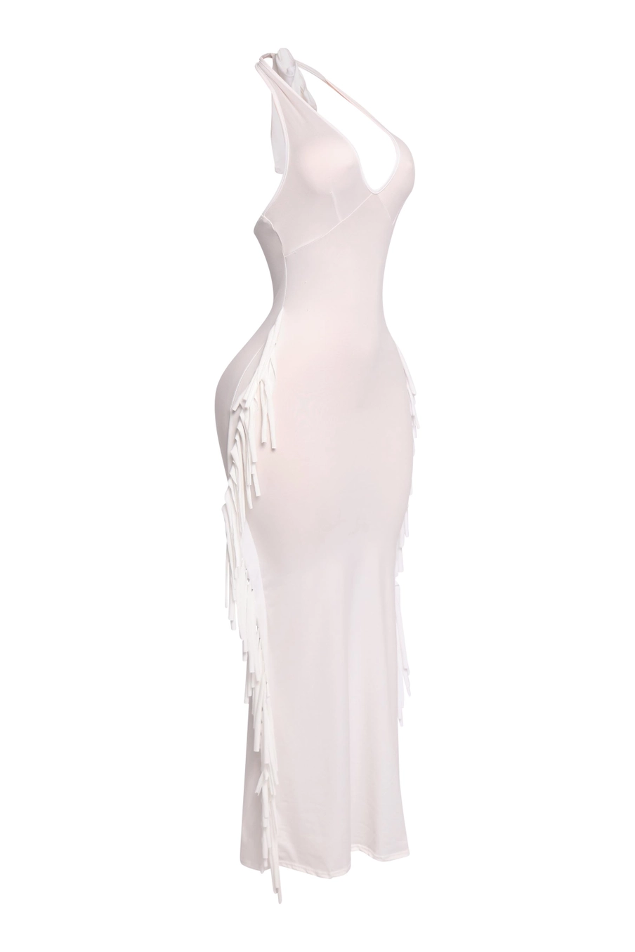 Fringe Detailed Halter Dress The House of Stylez