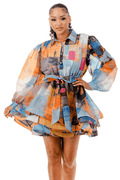 Sheer Long Sleeve Layered Ruffle  Dress The House of Stylez