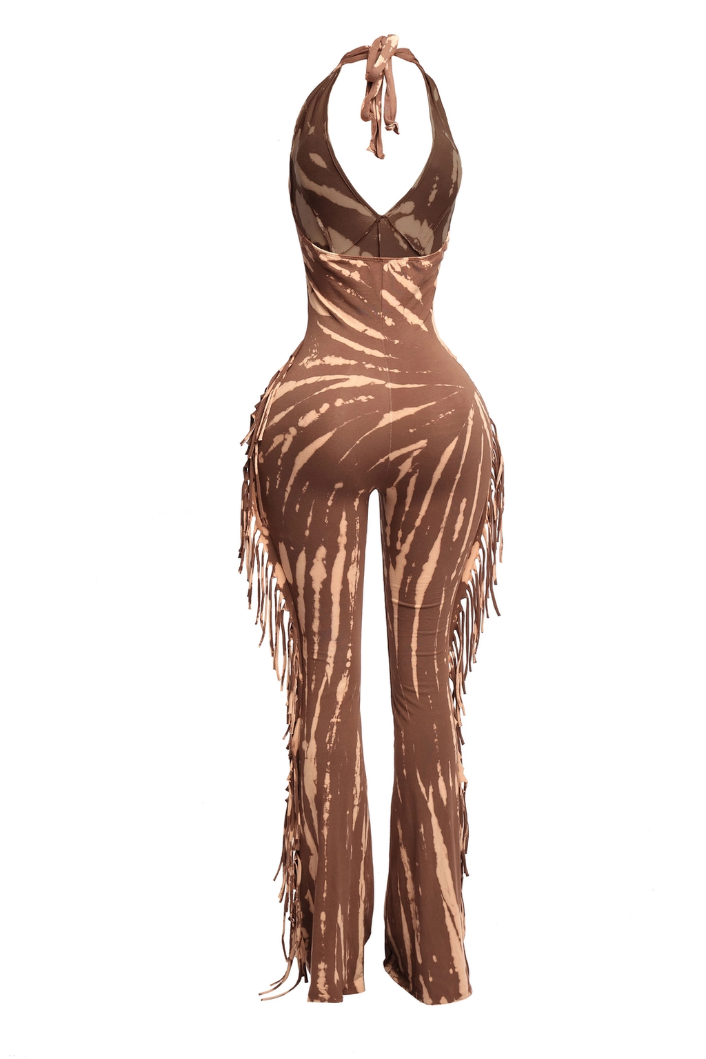 Tie Dye Fringed Halter Jumpsuit The House of Stylez