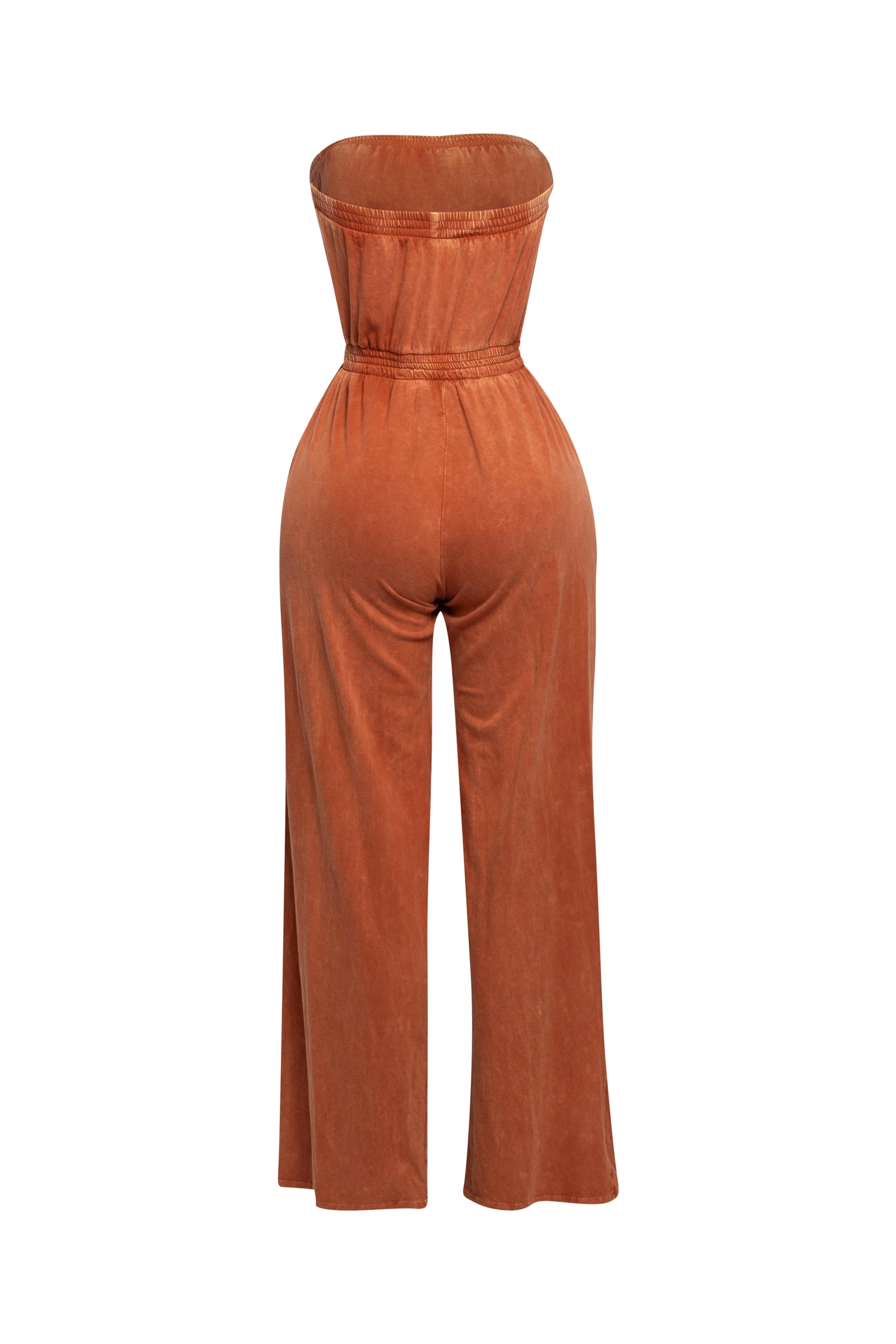 Curvy Mineral Washed Strapless Wide Leg Jumpsuit The House of Stylez