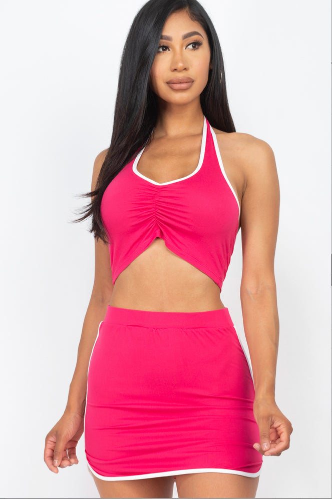 Halter Neck Cropped Top & Mini Skirt Casual Set S&E Retail Expo