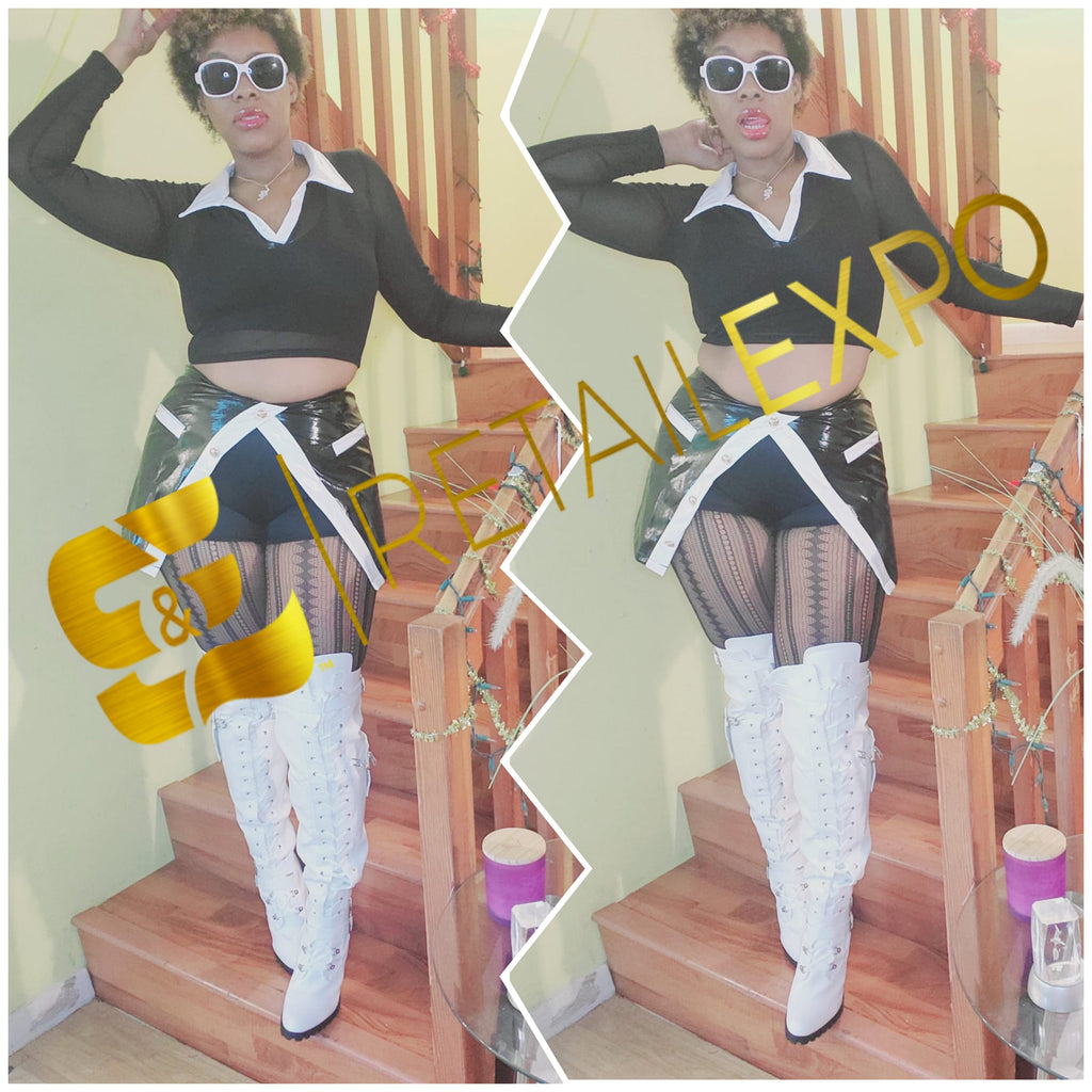 Black & White Mesh Top & Shorts Set S&E Retail Expo