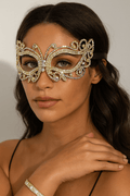 Janelle Rhinestone Paved Cat Eye Masquerade Mask Blaire Shops
