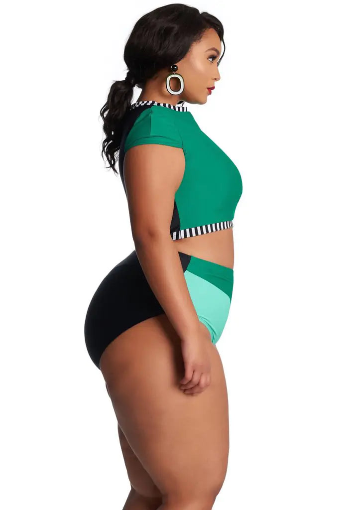 Plus Size Women's High Waisted Bikini Swimwear Trendy Attic Store01