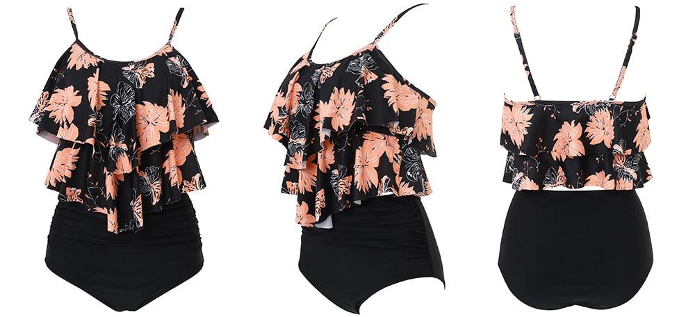 Leopard Bikini High Waist Bikini Animal Print Floral Swimsuit Ruffle Swimsuit Plus Size Swimwear Women Swimsuits for Women Two Piece Bathing Suits Ruffle Tops With High Waist Bottoms Bikini Sets For Teen Girls Stevvex
