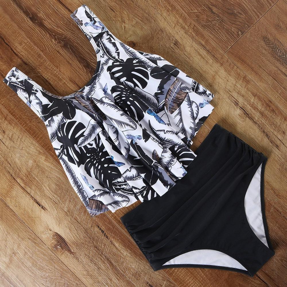 Leopard Bikini High Waist Bikini Animal Print Floral Swimsuit Ruffle Swimsuit Plus Size Swimwear Women Swimsuits for Women Two Piece Bathing Suits Ruffle Tops With High Waist Bottoms Bikini Sets For Teen Girls Stevvex