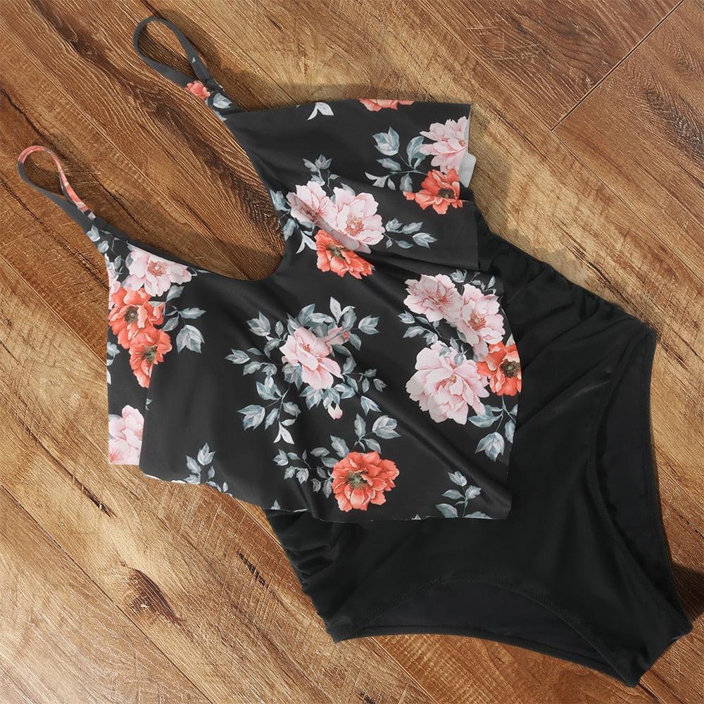 Leopard Bikini High Waist Bikini Animal Print Floral Swimsuit Ruffle Swimsuit Plus Size Swimwear Women Swimsuits for Women Two Piece Bathing Suits Ruffle Tops With High Waist Bottoms Bikini Sets For Teen Girls Stevvex