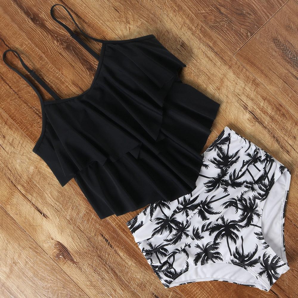 Leopard Bikini High Waist Bikini Animal Print Floral Swimsuit Ruffle Swimsuit Plus Size Swimwear Women Swimsuits for Women Two Piece Bathing Suits Ruffle Tops With High Waist Bottoms Bikini Sets For Teen Girls Stevvex