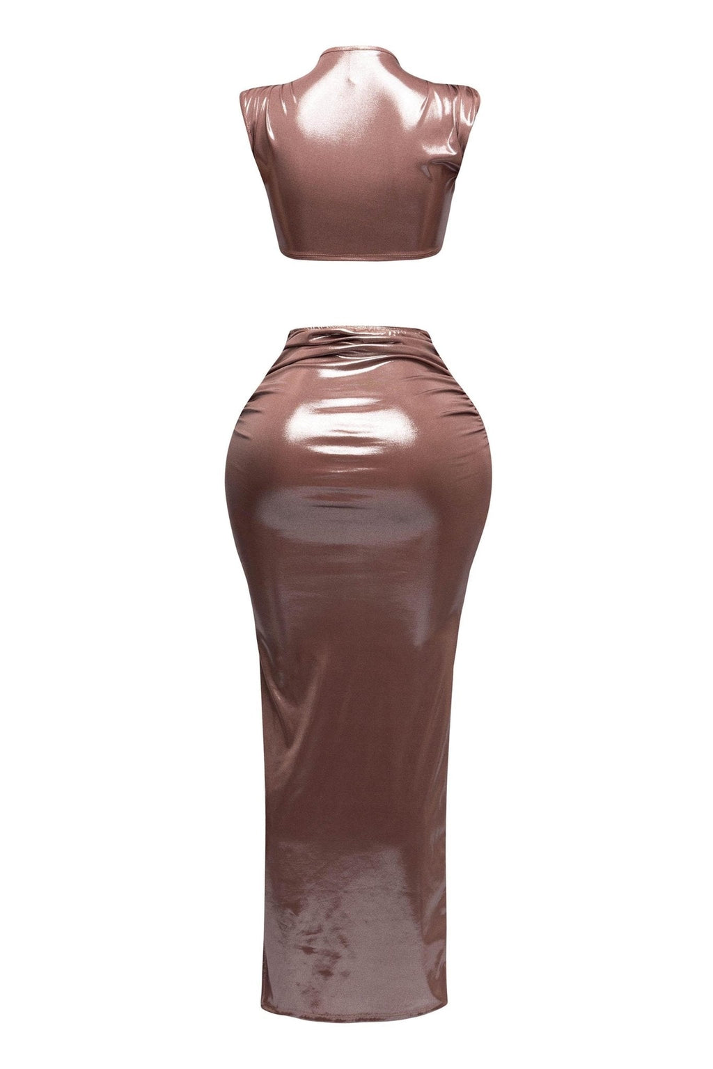 Starlust Metallic Foil Crop Top & Maxi Skirt  Set – Birthday Outfit Blaire Shops