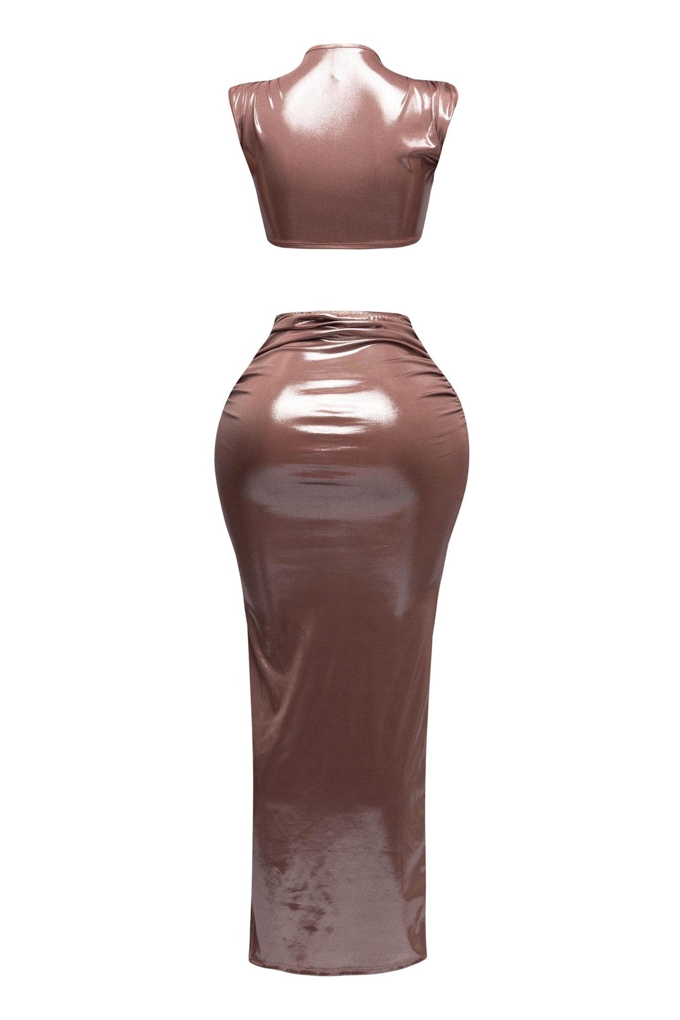 Starlust Metallic Foil Crop Top & Maxi Skirt  Set – Birthday Outfit Blaire Shops
