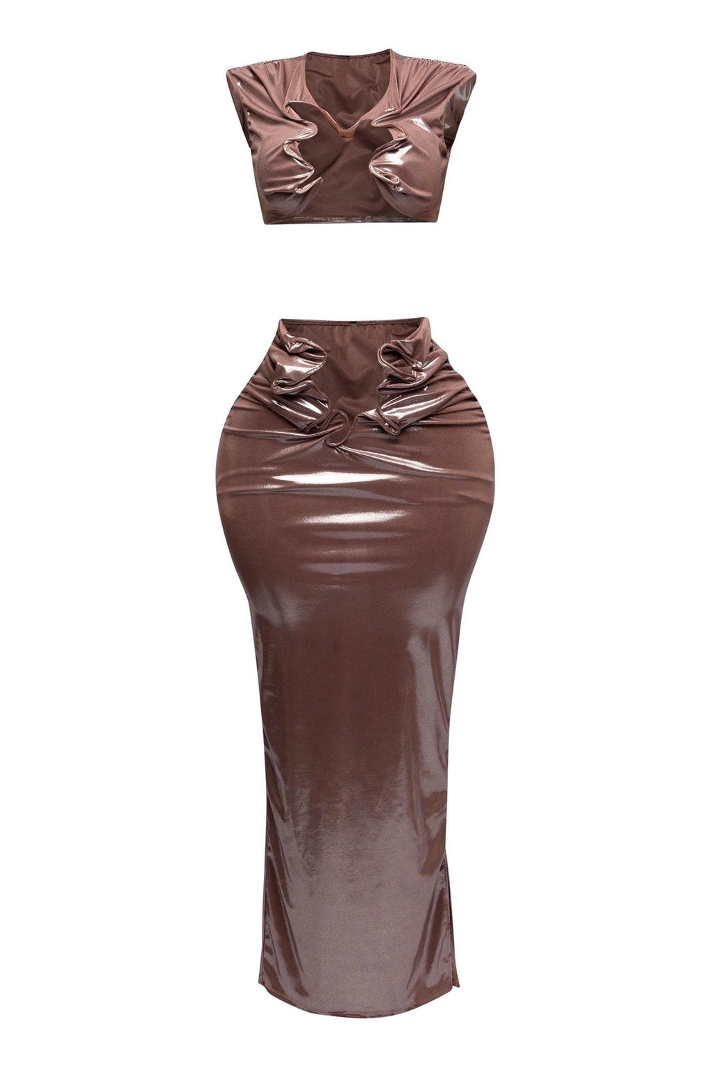 Starlust Metallic Foil Crop Top & Maxi Skirt  Set – Birthday Outfit Blaire Shops