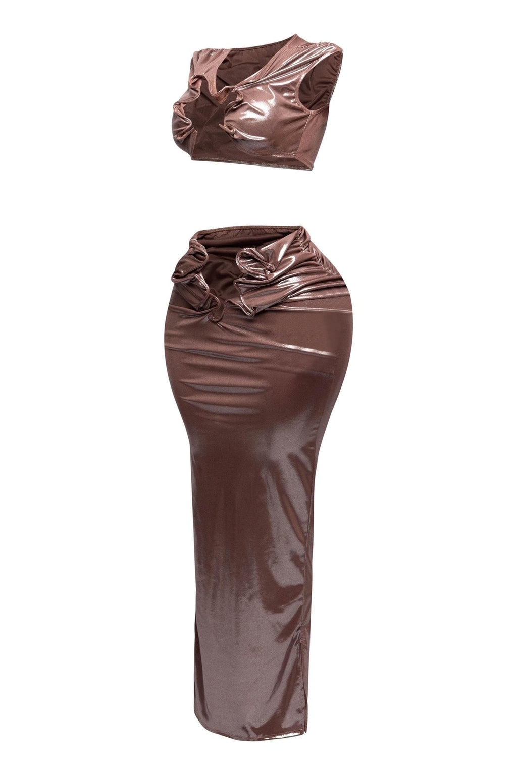 Starlust Metallic Foil Crop Top & Maxi Skirt  Set – Birthday Outfit Blaire Shops