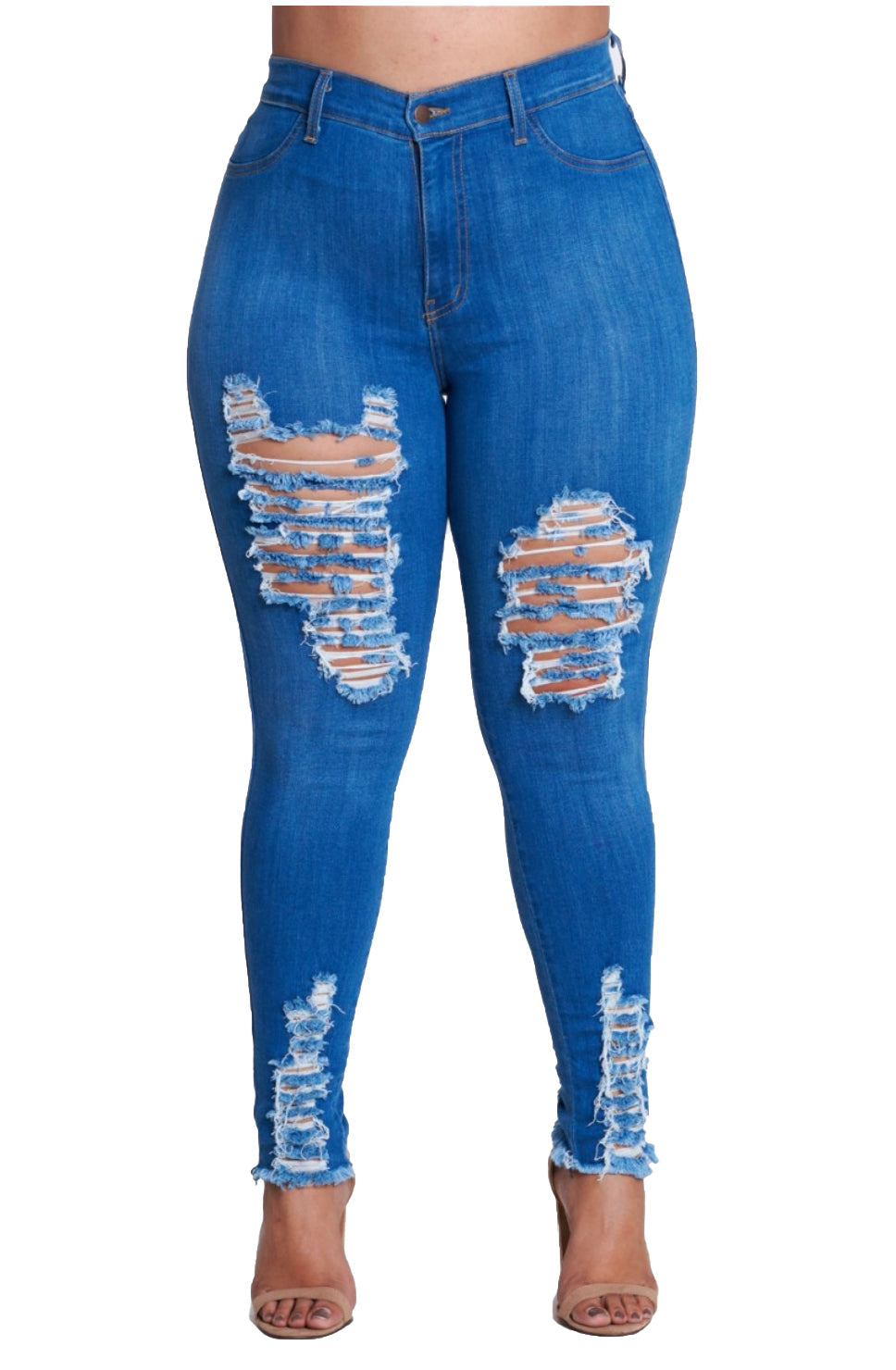 {{P1209}} Curvy Distressed Skinny Jeans The House of Stylez