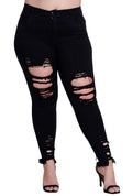 {{P1213}} Curvy Distressed Bottom Skinny Jeans The House of Stylez