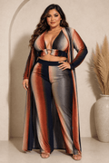 Plus Size Ombre 3-Piece Pant Set with Cardigan – Summer Vacation Outfit Blaire Shops