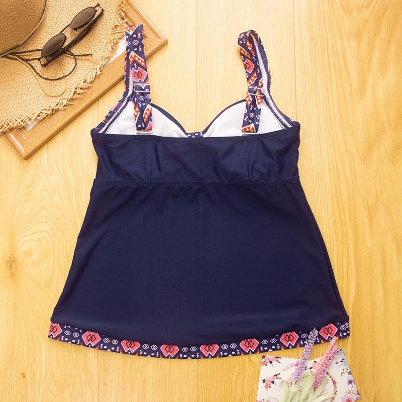 Plus Size Swimwear Women's Swimsuit Push Up Large Swimming Bathing Suit For Women Beach Swimsuits For Women Loose Fit Floral Printed Modest Two Piece Bathing Suits Vintage Blue Black Beachwear Stevvex