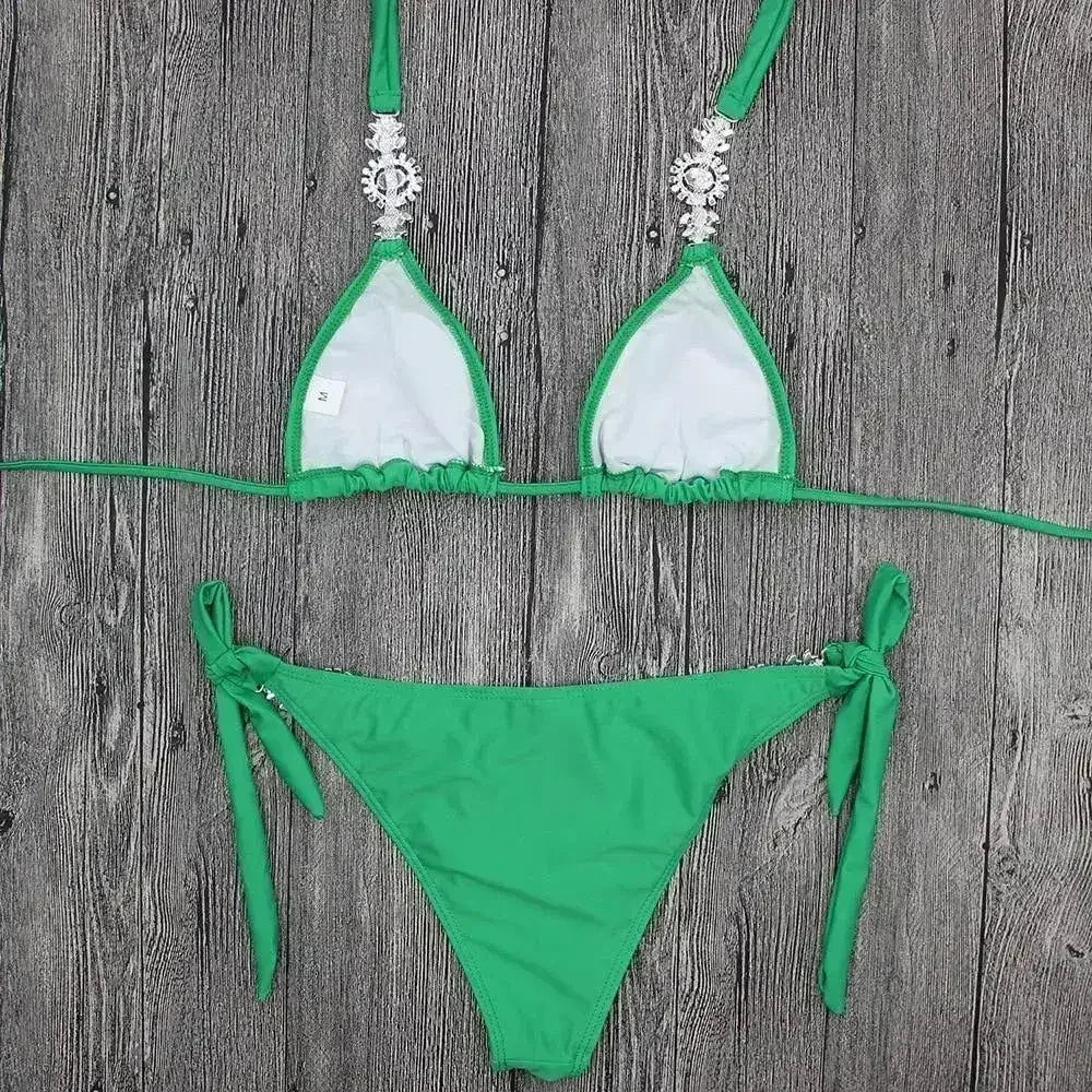Jeweled Bikini Crochet Jewelry Bikini Set two pieces Swimsuit Crystal Femstylo