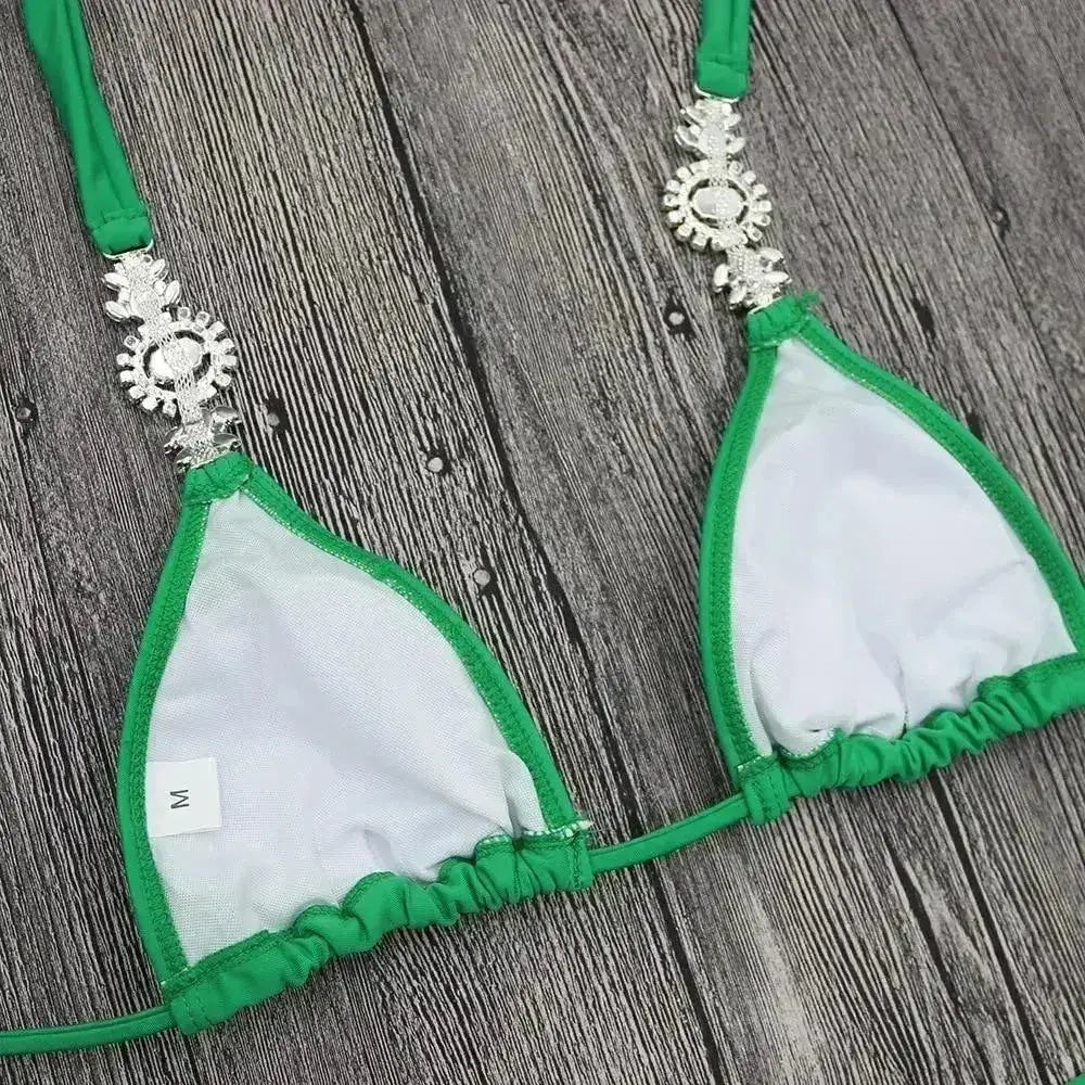 Jeweled Bikini Crochet Jewelry Bikini Set two pieces Swimsuit Crystal Femstylo