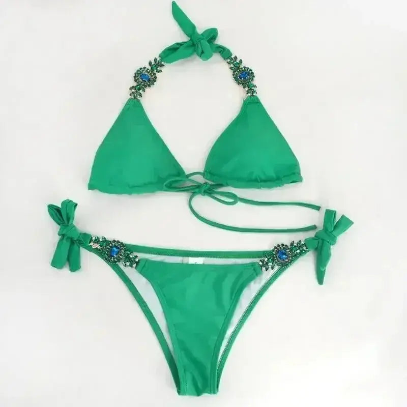 Jeweled Bikini Crochet Jewelry Bikini Set two pieces Swimsuit Crystal Femstylo