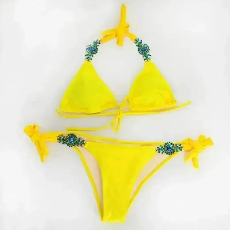 Jeweled Bikini Crochet Jewelry Bikini Set two pieces Swimsuit Crystal Femstylo