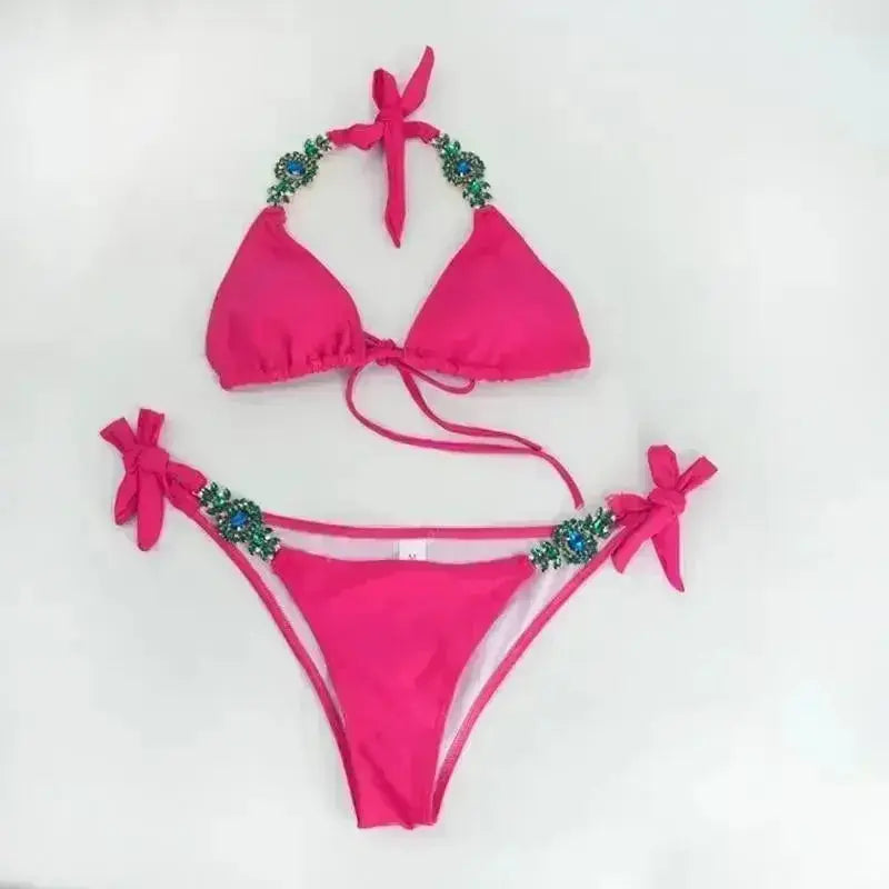 Jeweled Bikini Crochet Jewelry Bikini Set two pieces Swimsuit Crystal Femstylo